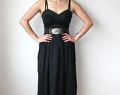 90s Sheer Black Chiffon Goth Maxi Skirt Sz XS / S