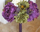 Plum and Olive Green Wedding Peony Bouquet