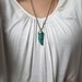 Turquoise Tooth Mosaic Pendant on Chain - India Handmade Pendant - Brass Inlay Mosaic Pendant