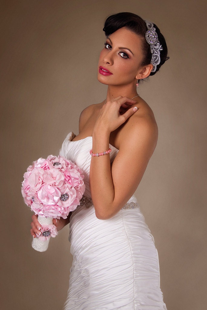 Kellie - Elegant Fabric flower bridal bouquet (custom made)