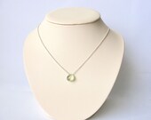 Briolette Necklace in Sterling Silver, Prasiolite (Green Amethyst) Gemstone, Simple Semiprecious Jewelry