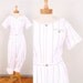 1980s Jumpsuit - Womens L / XL - Lizwear White Cotton w/ Rainbow Stripes Pants Romper Short Sleeve Lightweight Summer One Piece Striped 80s