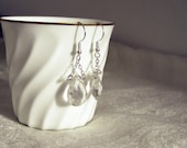 Dangle crystal earrings, clear and transparent made in Israel
