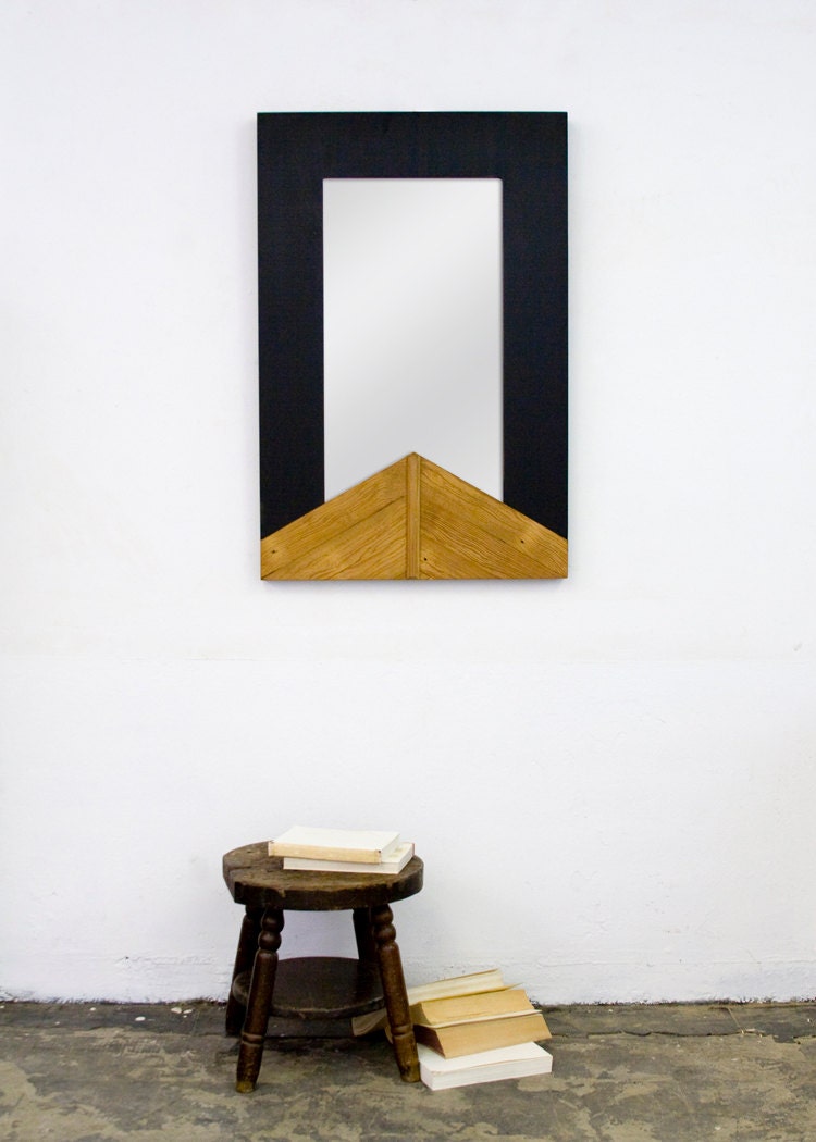 Reclaimed Wood Mirror with Black Frame