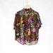 Vintage 80s Abstract Print Silky Blouse // Women's Summer Button Up Shirt