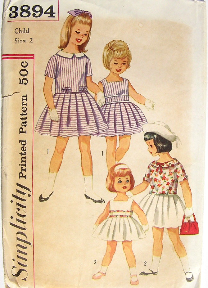 Vintage 50s Girls Dress & Jacket Pattern 1950s UNCUT FF 21" bust size 2 Simplicity 4246