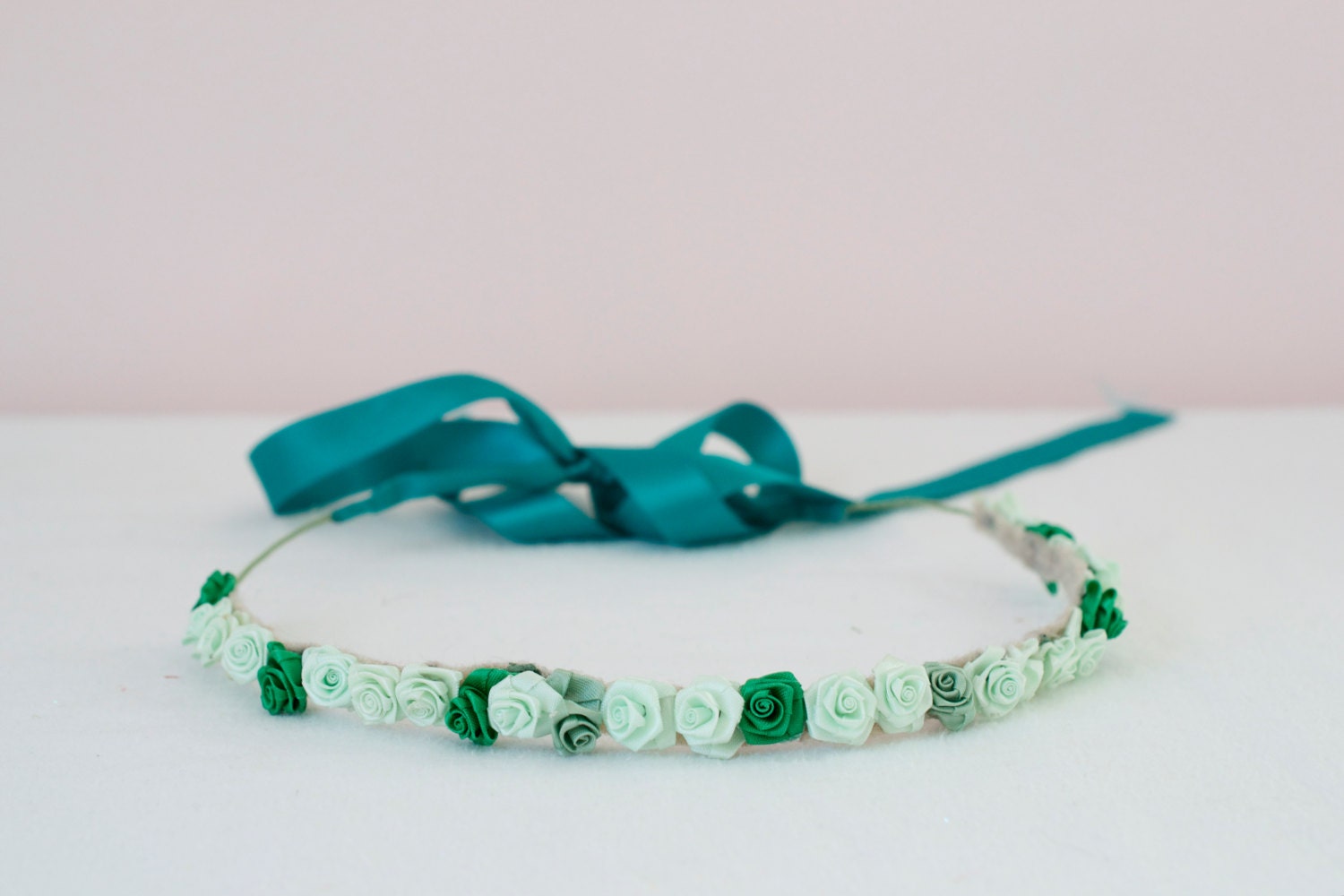 Mint Rosette Flower Hair Crown
