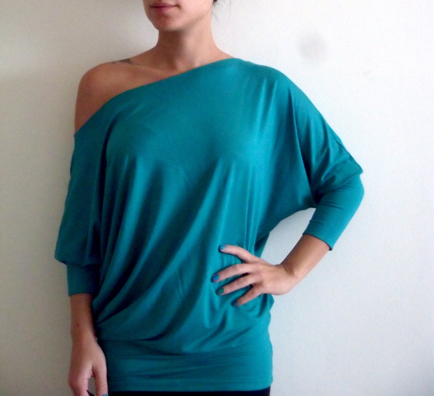 Women sweater tunic/ Turquoise cotton sweater tunic top/ Oversize sweater tunic/ Winter women tunic top/ Plus size sweater tunic top