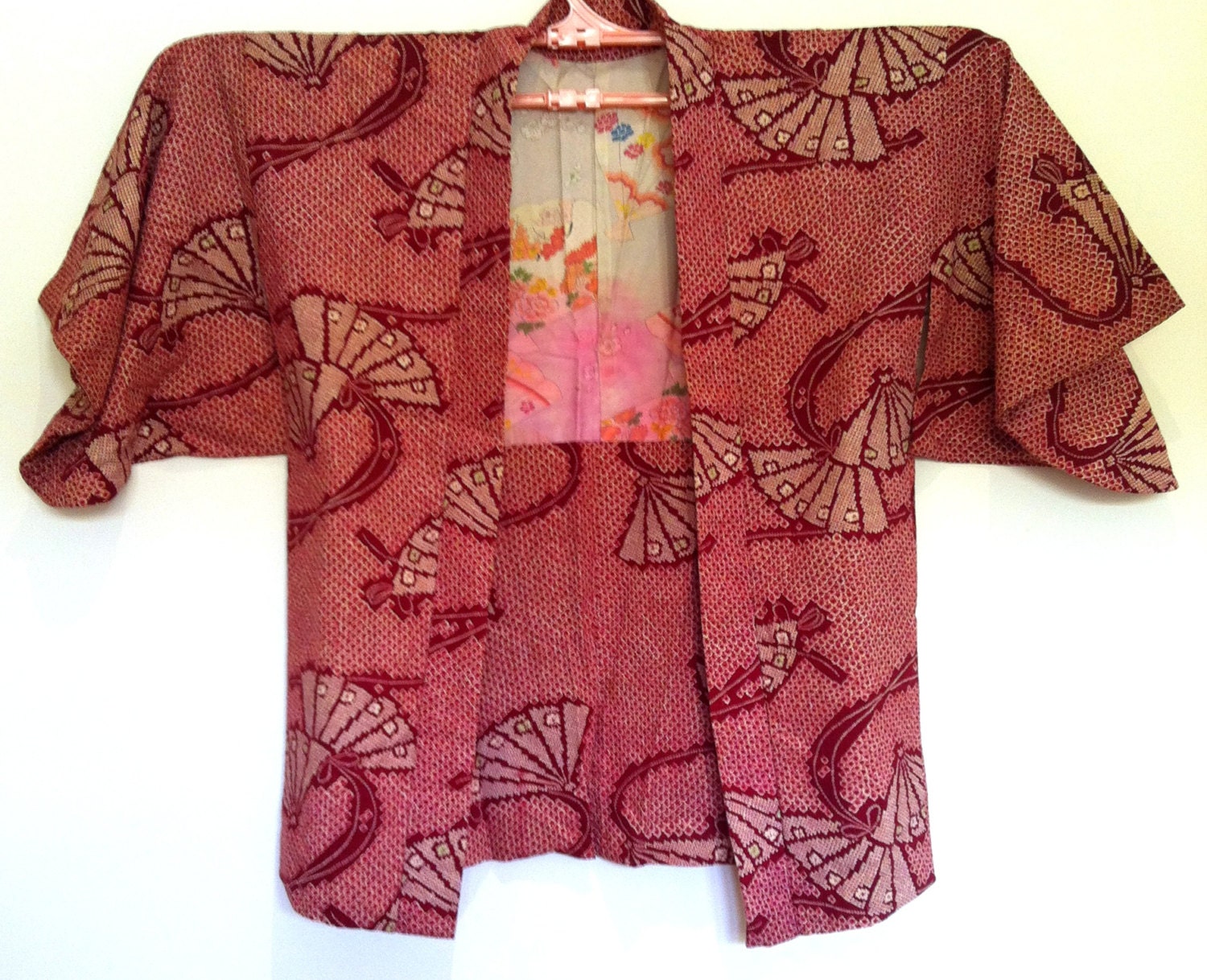 1960s SILK MEISEN Cropped KIMONO Haori with Tie Dye Motif