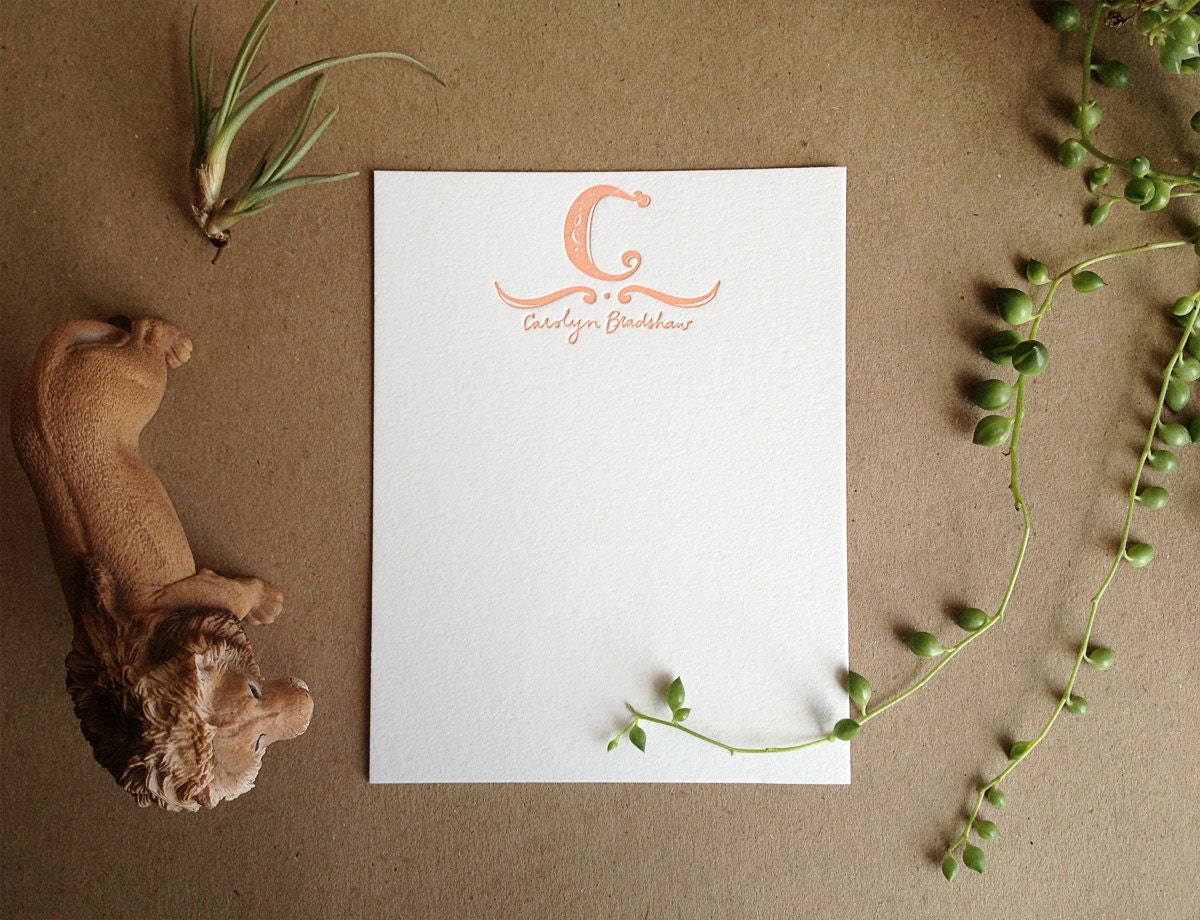 Personalized Letterpress Stationery - Set of 25 Note Cards