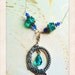 Silver Peacock Necklace Teal Art Nouveau by MinouBazaar