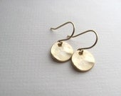 Small gold disc earrings, 16k matte gold on 14k gold plate fixtures, little circles
