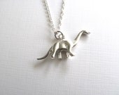 Silver dinosaur charm necklace on sterling silver plated chain