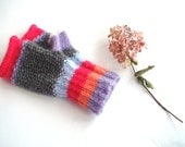 Pink women gloves, fingerless wool gloves, cute accessory