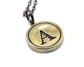 Letter A Necklace - White Bronze Initial Typewriter Key Charm Necklace - Gwen Delicious Jewelry Design