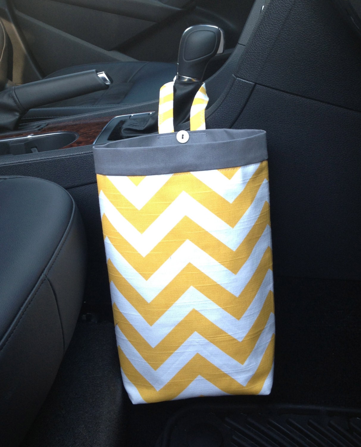 Car Trash Bag CHEVRON YELLOW, Women, Men, Car Litter Bag, Auto Accessories, Auto Bag, Car Organizer