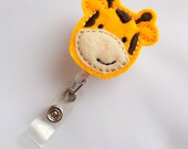 Jerry the Giraffe - Retractable ID Badge Reel - Name Badge Holder - Cute Badge Reel - Nurse Badge Holder - Nursing Badge Clip - Felt Badge