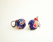 Babushka / Matryoshka Wooden Purple Mini Applique Earrings