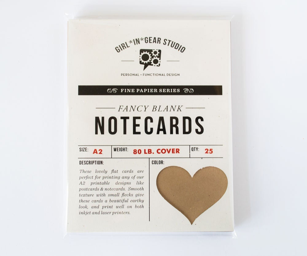 Blank Kraft Notecards - Pack of 25 A2 size (5.5 in x 4.25 in) 80 lb cover weight