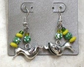 Oregon Ducks Earrings in Green and Yellow with Duck Charms U of O