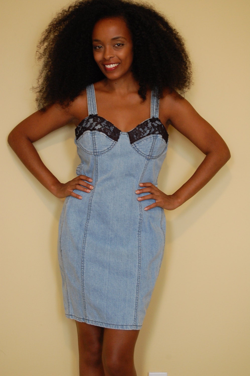 Vintage 1990's Round the Way Girl Jean Dress (MEDIUM)