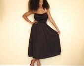 Vintage 1980's ILGWU Black Disco Dress with Rhinestone Straps (SMALL/MEDIUM)