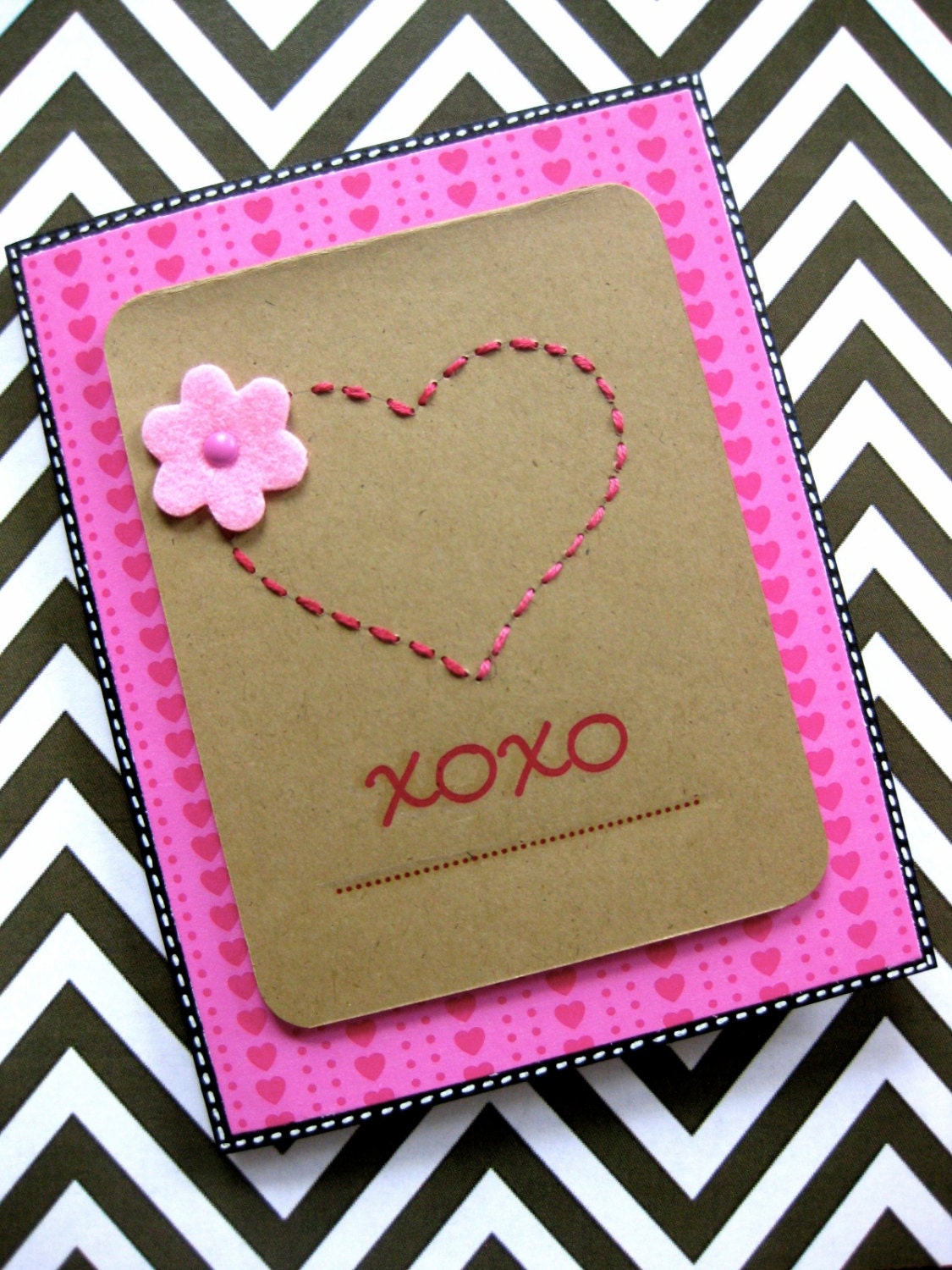 XOXO Hand-stitched Card