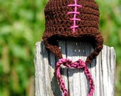 Baby Girl Football Hat Newborn Beanie Infant Cap Brown Pink Take Home Shower Gift Photo Prop Costume Accessory Sports
