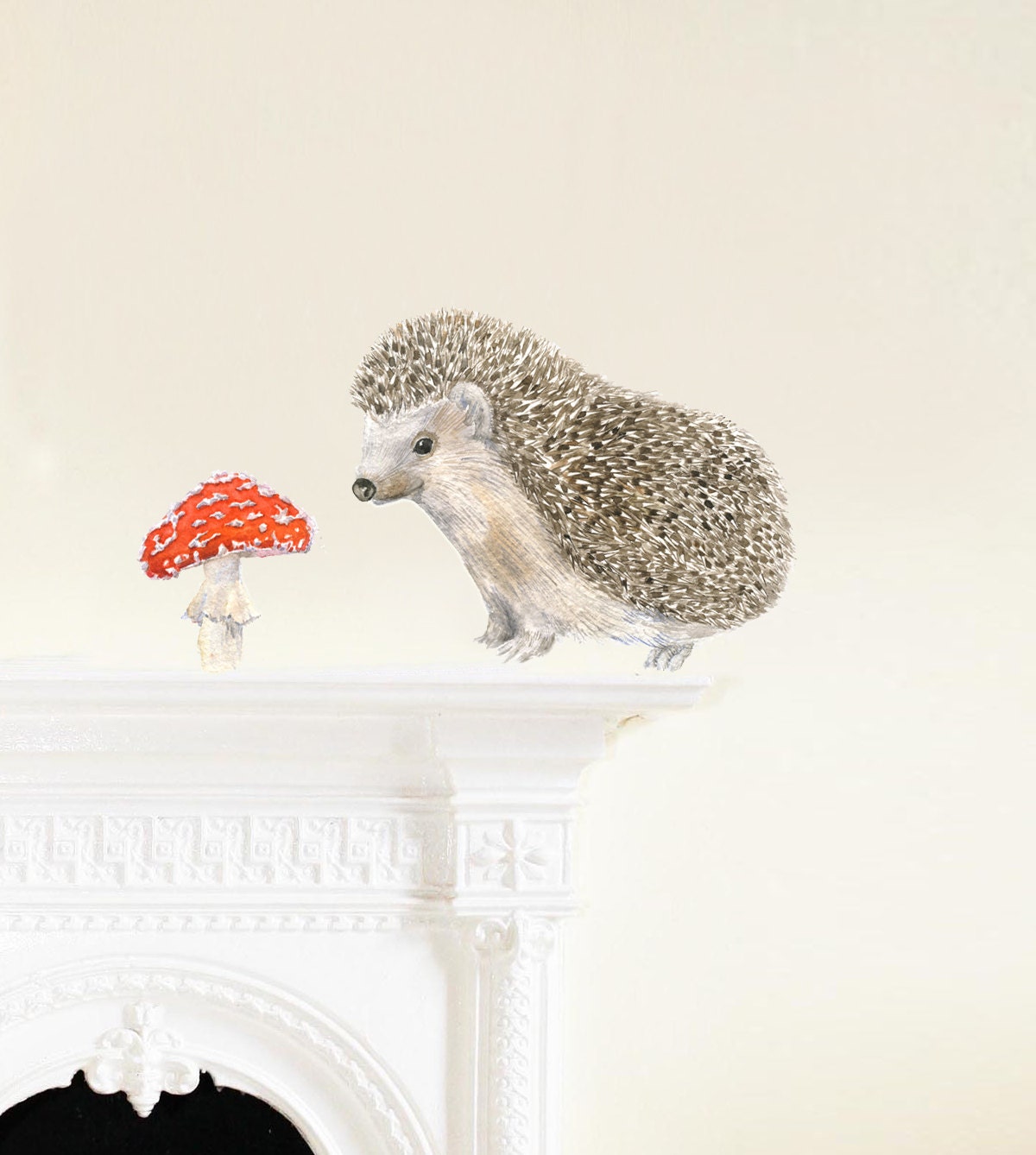 Hedgehog Wall Decal, Fabric Wall Sticker ( Not Vinyl ) - Mini