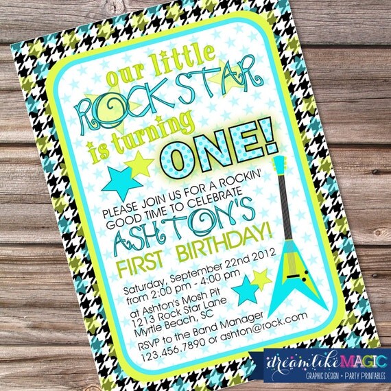 Printable Party Invitation- Our Little Rock Star (Boy) Design Il_570xn