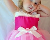 Sleeping Beauty Tutu Dress, Aurora: Hot Pink Light Pink and White lined, glitter and sparkle, princess birthday party, disney trip