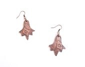 Lace Print Copper Earrings with Patina - One of a Kind Jewelry OOAK Metal Floral Dangle Earrings
