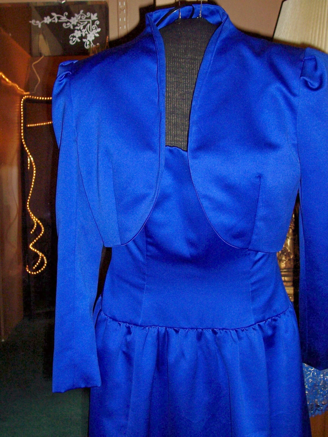 NEW Vintage Strapless Cobalt Blue Victor Costa Dress