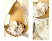 Hand-Woven Cotton Blanket in SOLID CREAM Stripe X-Large and Soft