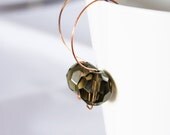smokey glass and copper earrings - modern elegant