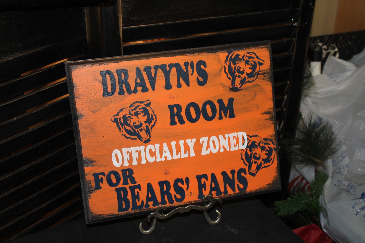 Chicago Bears Colors/Boys/Childs Room Sign/Gift/Gift/Orange/Blue/NFL Teams Colors/Football/Baseball/Basketball/Hockey