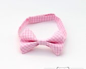 Pink Gingham Baby or Toddler Bow Tie- Newborn-4T