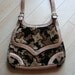 60s Carpet Handbag / Modern Leather & Chenille Purse / Mad Men Pocket Book /