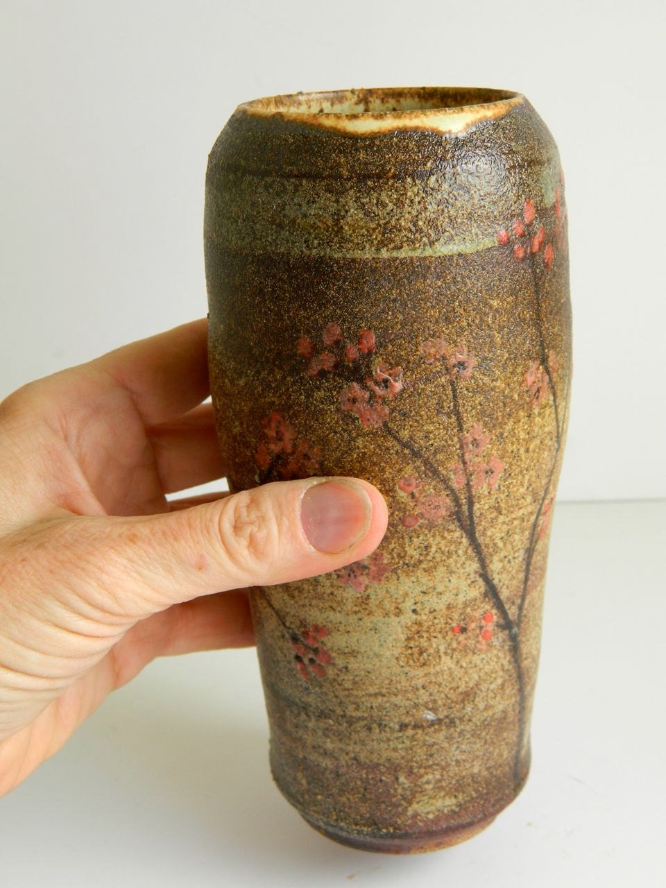 Rustic Blossom Vase - flowers, hand painted, pottery