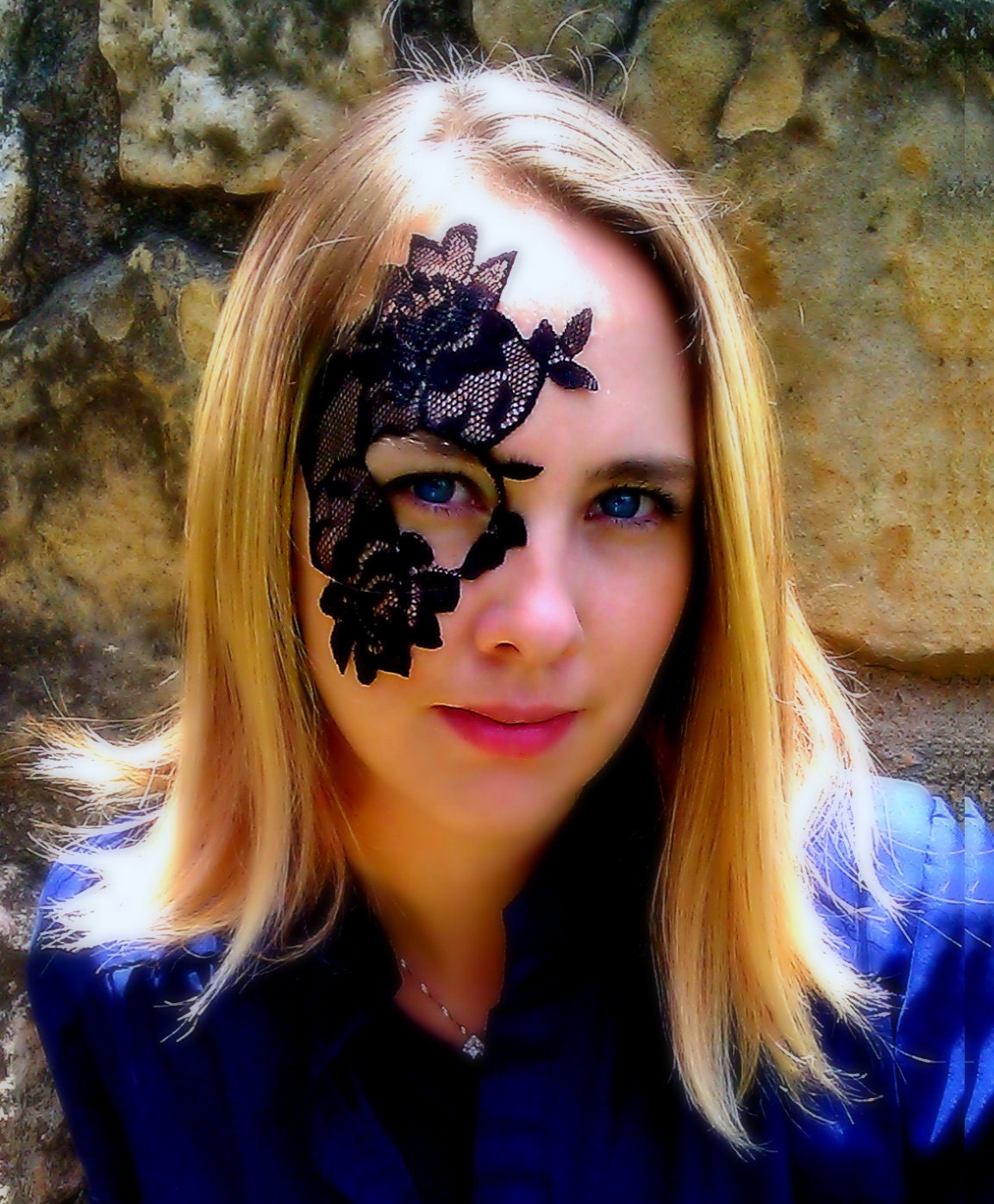 Halloween Mask Lace tattoo adheres to face