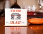 Have a Blast - Retro Boombox Birthday Card on 100% Recycled Paper