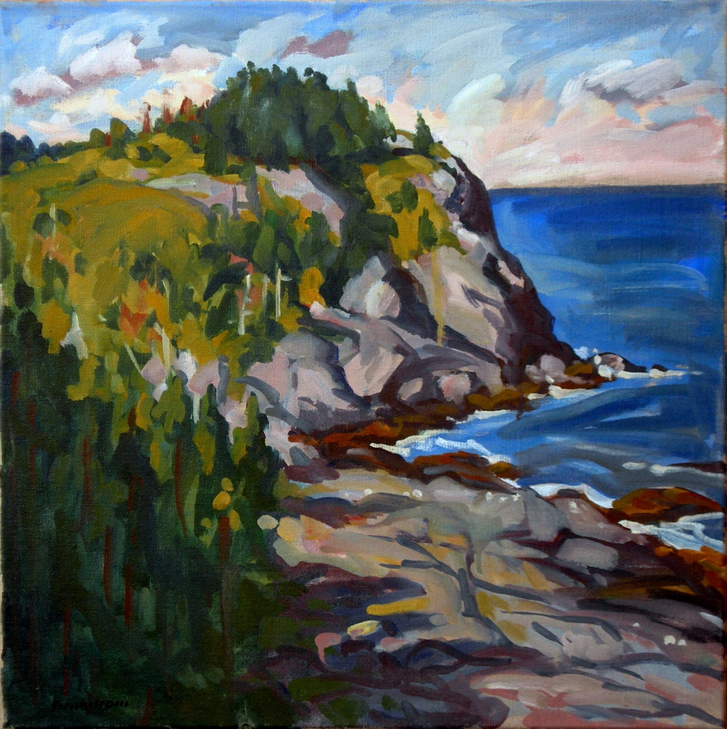 Oil Painting Landscape, The Headlands/ Monhegan,Maine. Original Oil on Canvas, Plein Air Landscape Painting