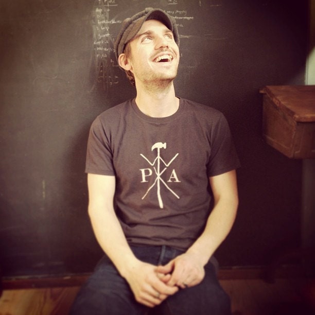 Peg and Awl T Shirt: Men's organic cotton, screen printed.