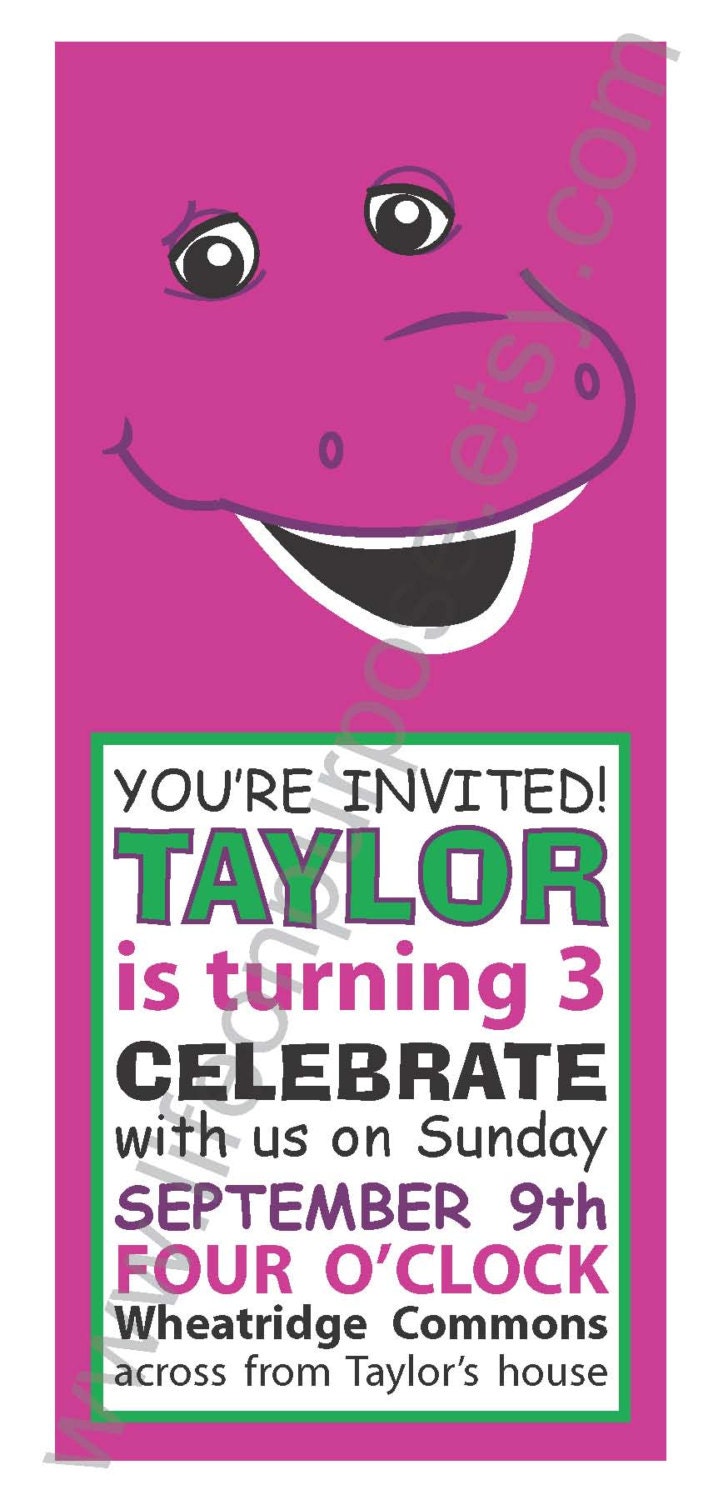 Barney and Friends Birthday Party Invitation