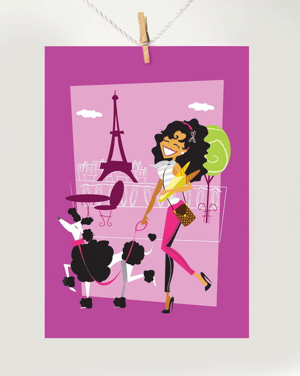 Set of 4 - Travel Girl Mini Note Cards - Rome Miami New York and Paris