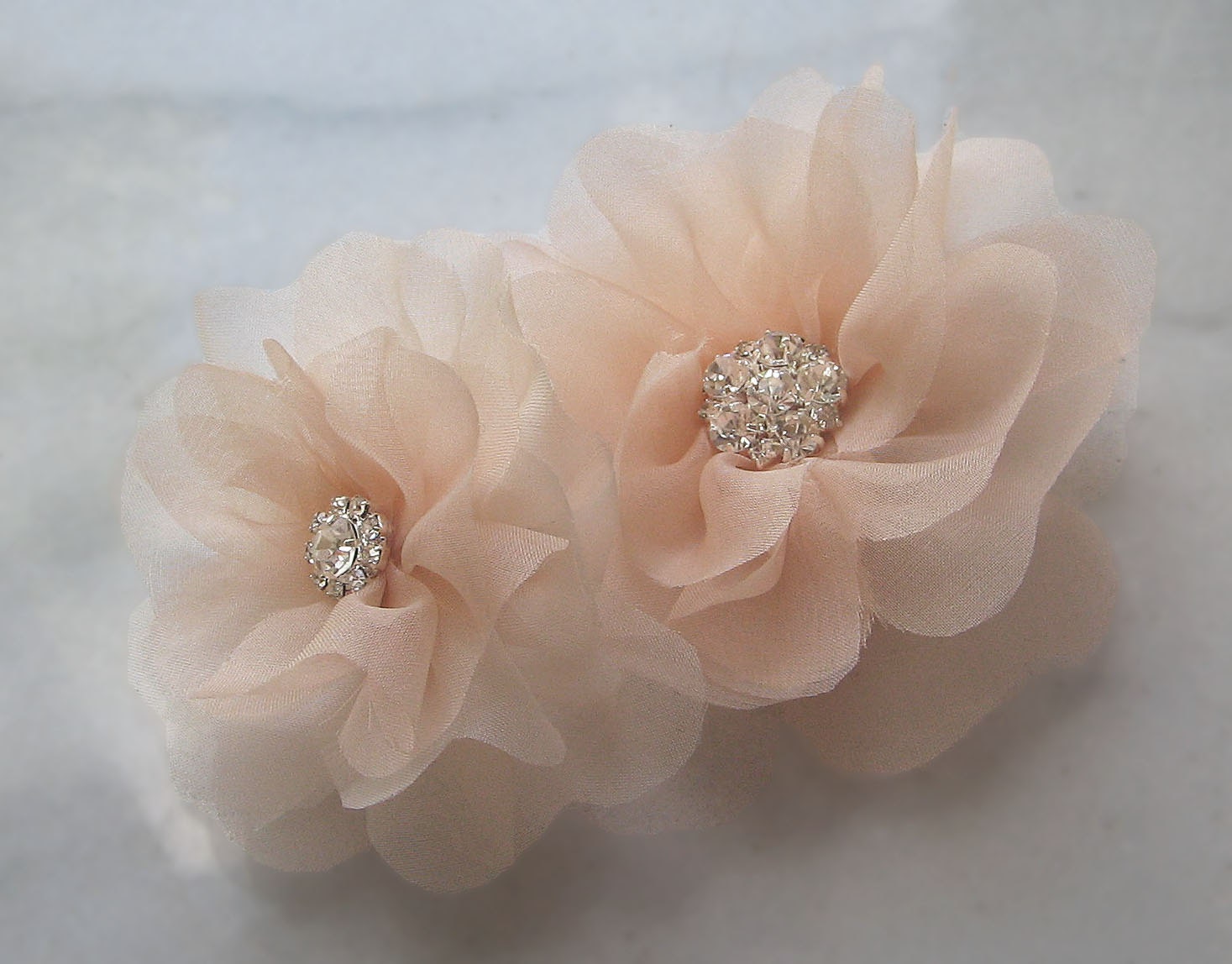 Soft Peach Hair Flowers Bridal Fascinator Peachy by TheRedMagnolia