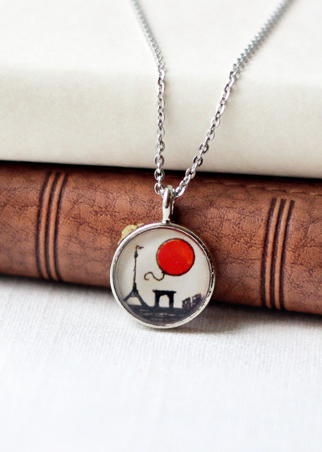 red balloon necklace, Le Ballon Rouge jewelry, Paris pendant, France travel necklace, LIMITED EDITION
