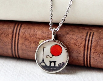 red balloon necklace, Le Ballon Rouge jewelry, Paris pendant, France travel necklace, LIMITED EDITION
