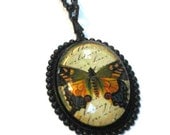 Butterfly Necklace Jewelry Butterfly Pendant Black Ivory Orange Nature Lover Gift Natural Woodland Jewelry