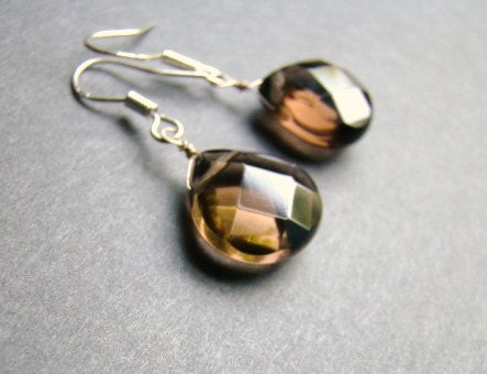 Brown Smoky Topaz Gemstone Silver Earrings